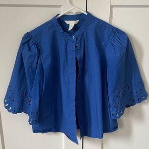 H&M Cobalt Blue Blouse with Eyelet Sleeves